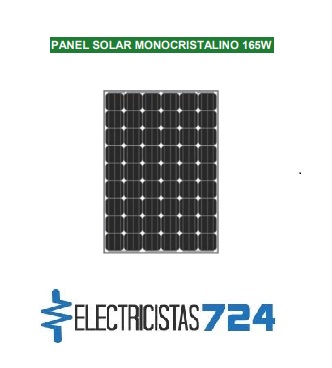 Panel solar monocristalino 165W preseenta un diseño elegante y tecnología avanzada, este panel ofrece una potencia de 165 vatios.